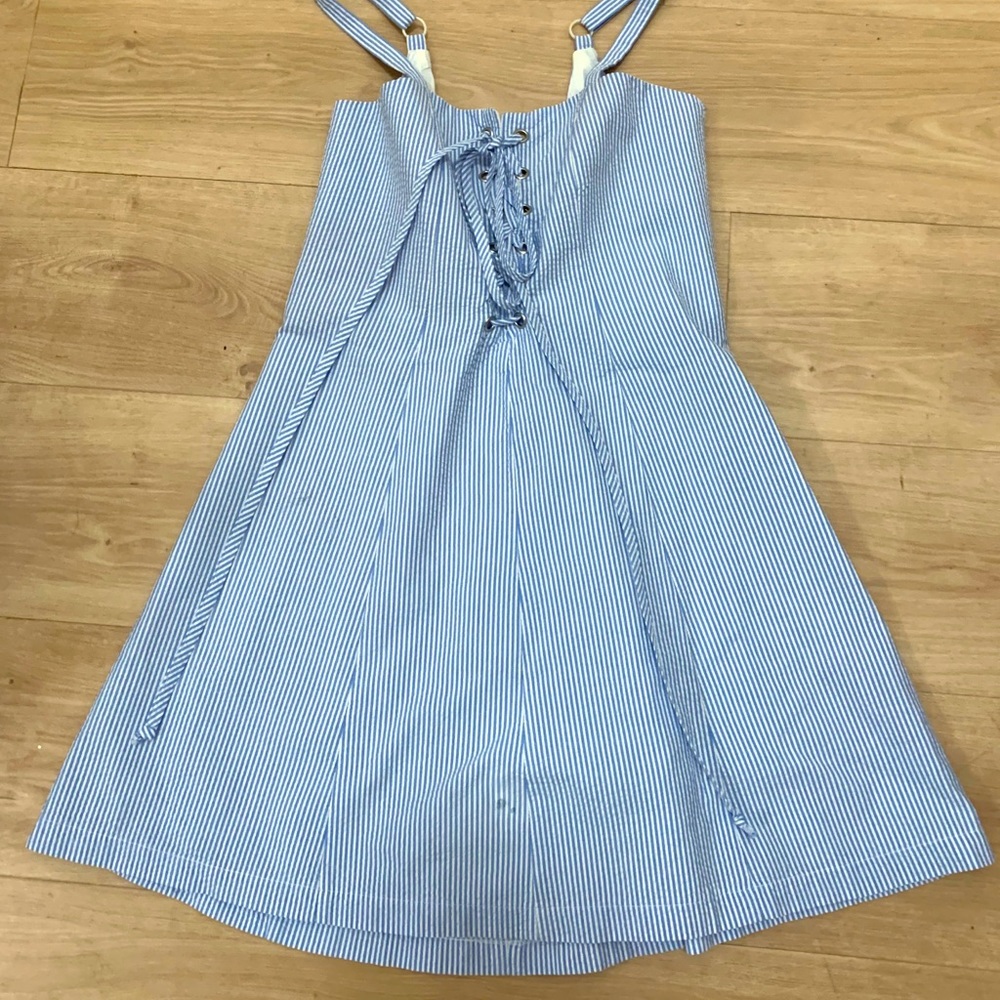 Staud striped dress 2 a line lace up